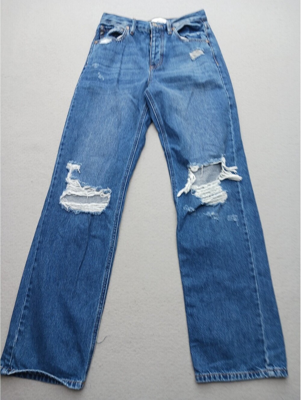KanCan Womens Jeans Size 0 Blue Straight Medium Ripped Torn Distressed Mid Rise